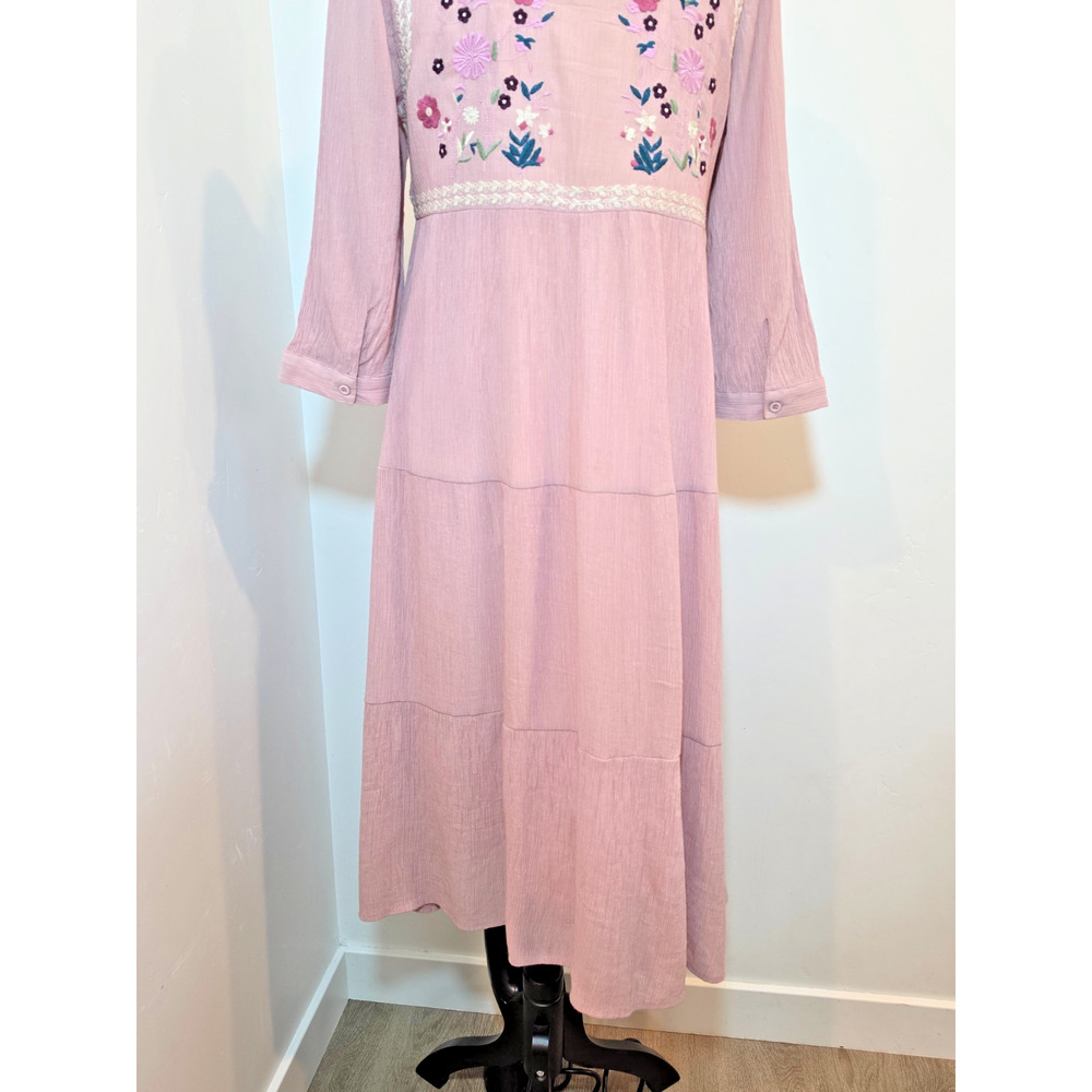 Orange Creek Embroidered Maxi Dress Small Pink Boho - Picture 6 of 8